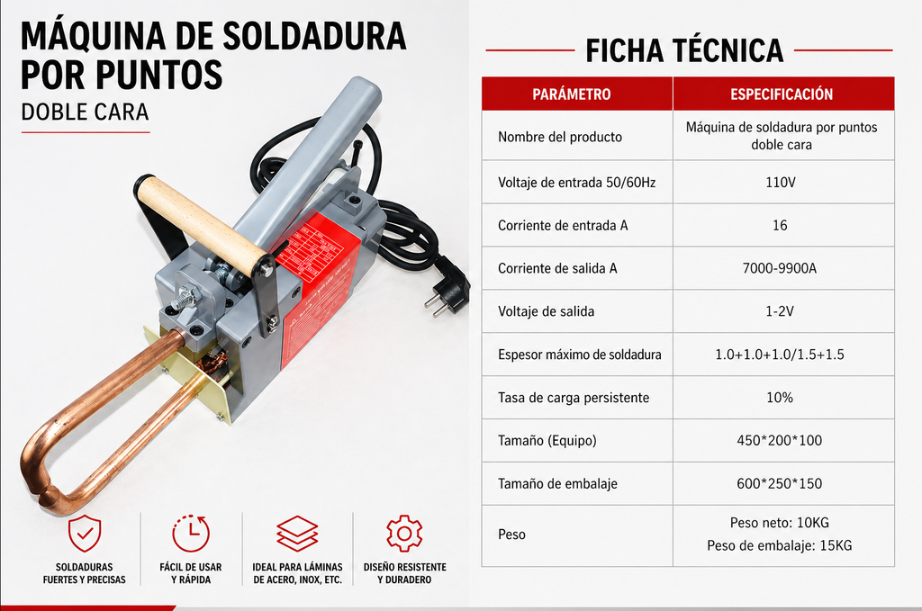 Soldador de punto tipo palanca doble brazo