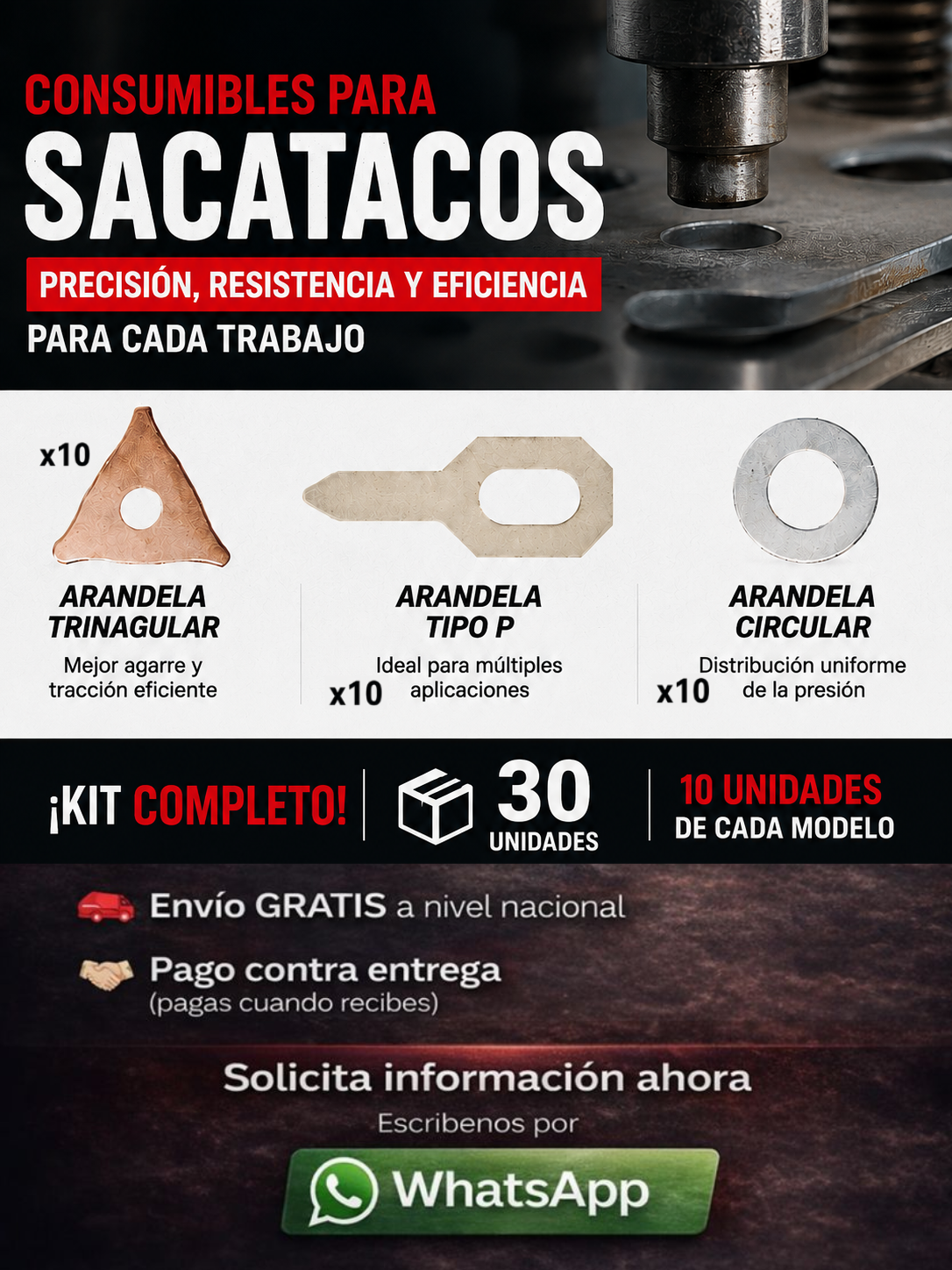 KIT ARANDELAS PARA SACATOCO. ENVIO GRATIS